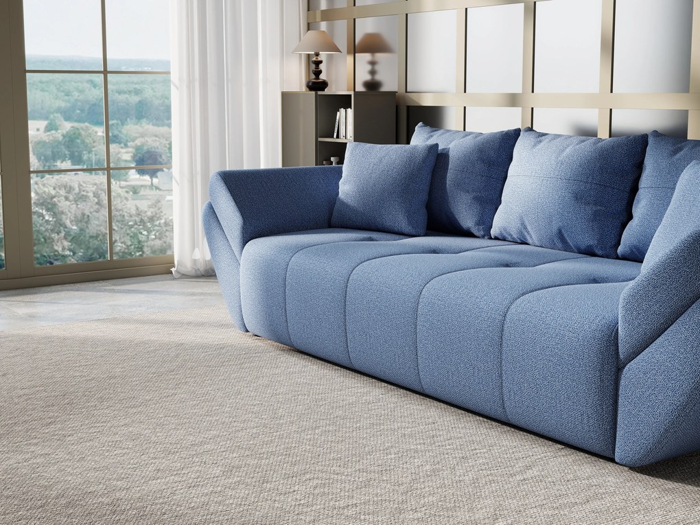 Canapea extensibilă dumonde cu ladă de depozitare si sezut confortabil din spuma high-density, Berlin Enjoy Blue 250x100 cm