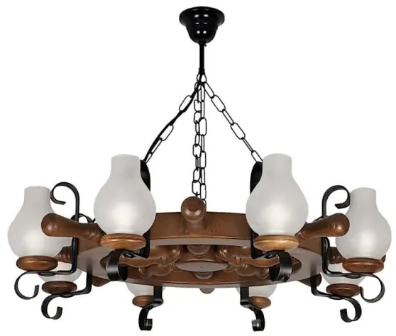 Brilagi - Candelabru pe lanț TIMONA 8xE14/40W/230V Ø70 cm fag/nuc