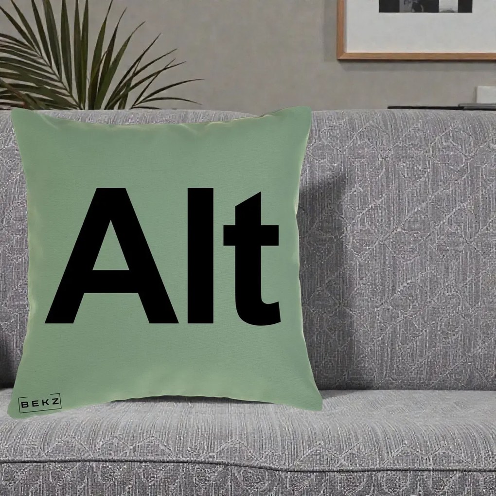 Perna Personalizata Tasta Alt Tipografie Bold, 40x40 cm, Verde, Husa Detasabila, Perna Inclusa, BEKZ®