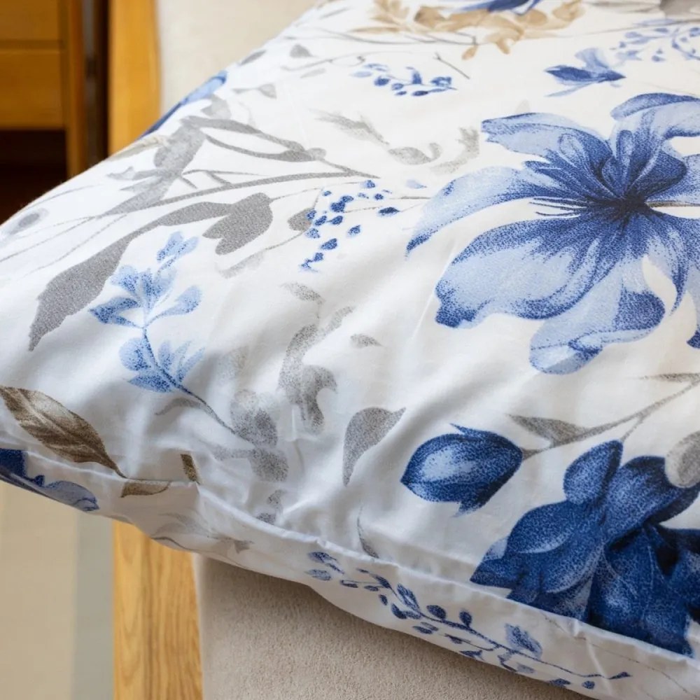 Lenjerie de pat din bumbac FLORI ALBASTRE