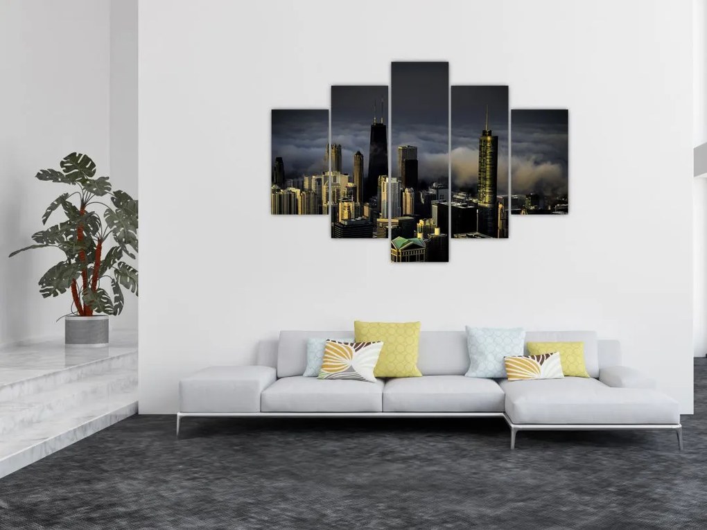Tablou cu oraș în nori (150x105 cm)