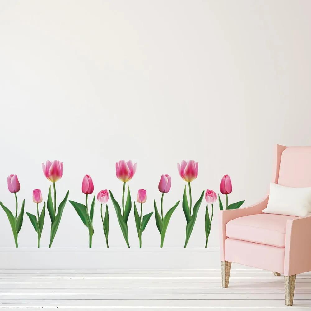 Set autocolante pentru perete Ambiance Pink Tulips