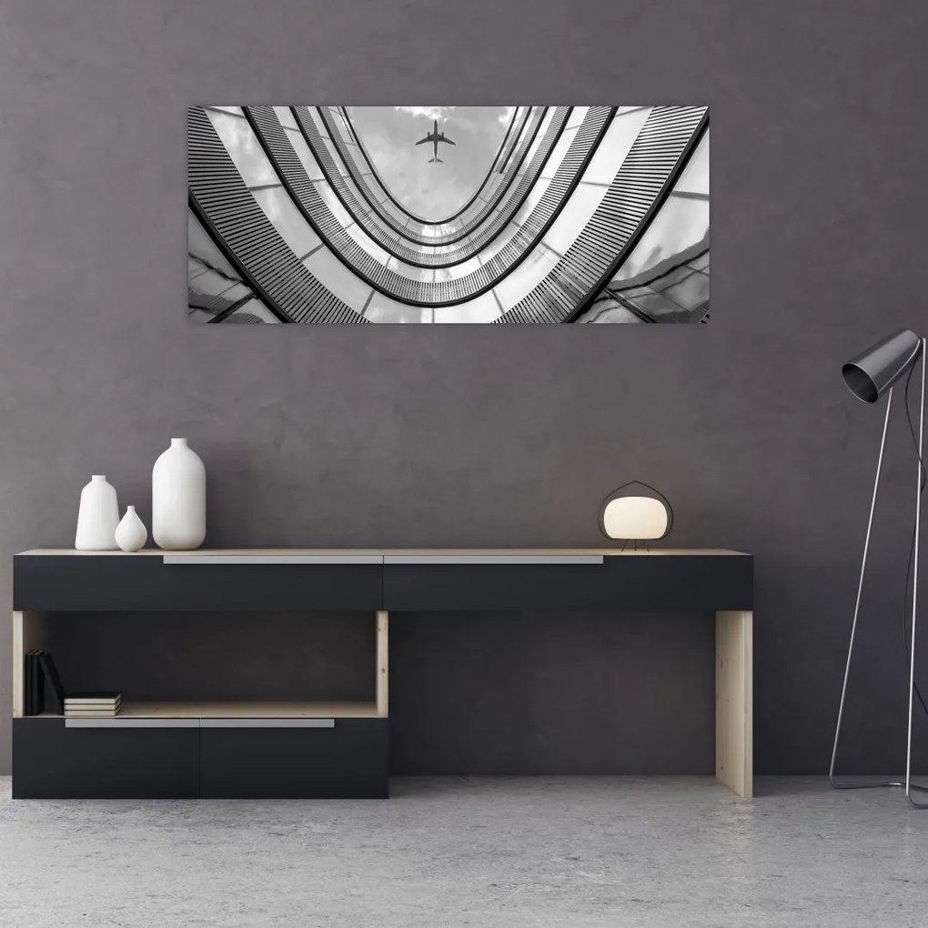 Tablou - Avionul deasupra clădirii (120x50 cm)