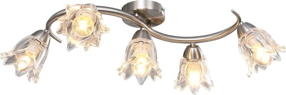 vidaXL Lustră, abajururi din sticlă transparentă, 5 becuri E14, lalea