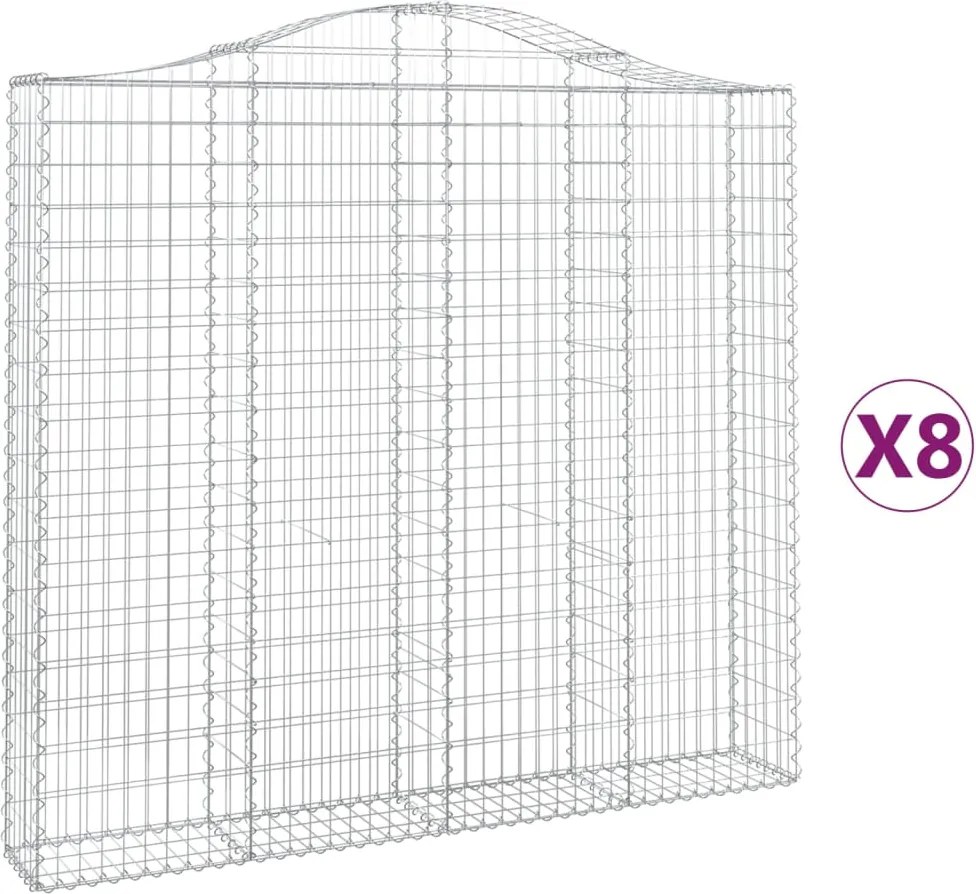 vidaXL Coșuri gabion arcuite 8 buc, 200x30x180/200cm, fier galvanizat