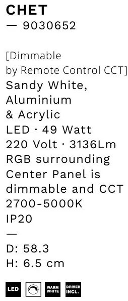 Plafoniera LED RGB si telecomanda Chet 58cm