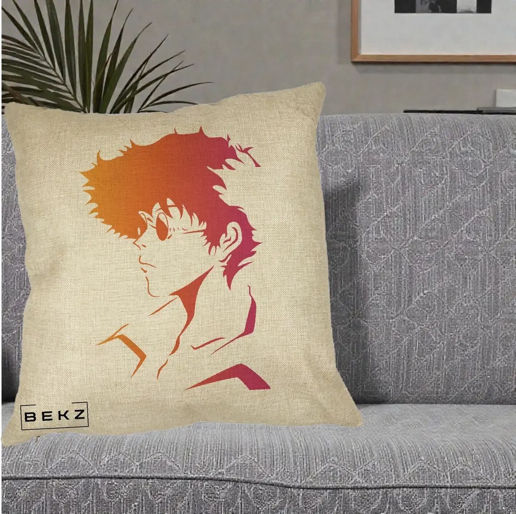 Perna Decorativa Cowboy Bebop Spike Silueta Gradient, 40x40 cm, Crem, Husa Detasabila, Perna Inclusa, BEKZ®