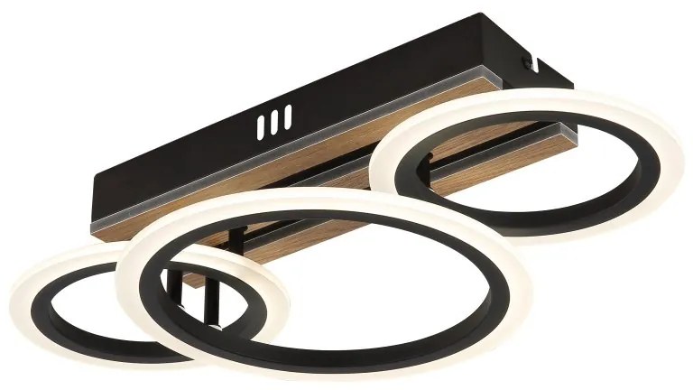 Plafoniera LED CCT BLEVINS riflaj MDF cu efect de lemn