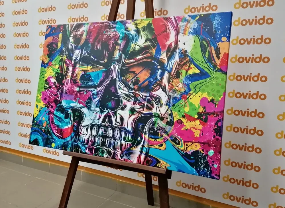 Tablou craniu de artă colorat