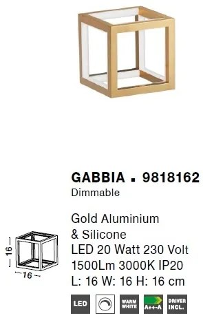 Veioza / Lampa de masa LED design modern geometric GABBIA auriu NVL-9818162