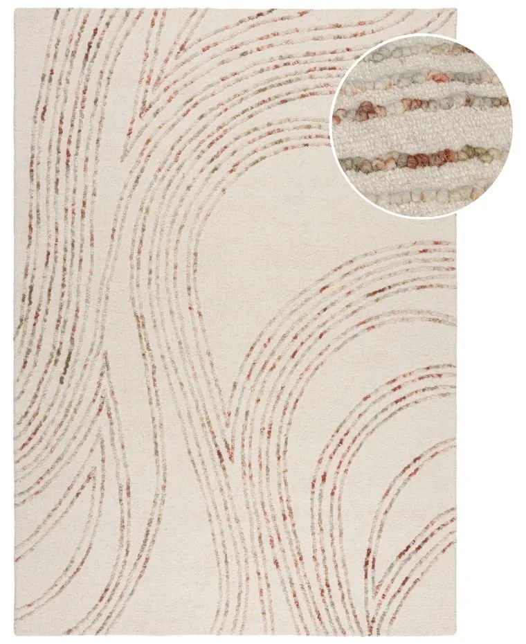 Covor portocaliu/crem din lână 80x150 cm Abstract Swirl – Flair Rugs