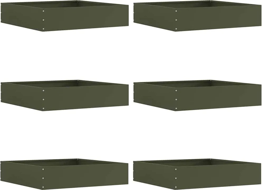 vidaXL Margine pentru gazon 6 pcs Verde măsliniu 60 x 60 x 13 cm Oțel