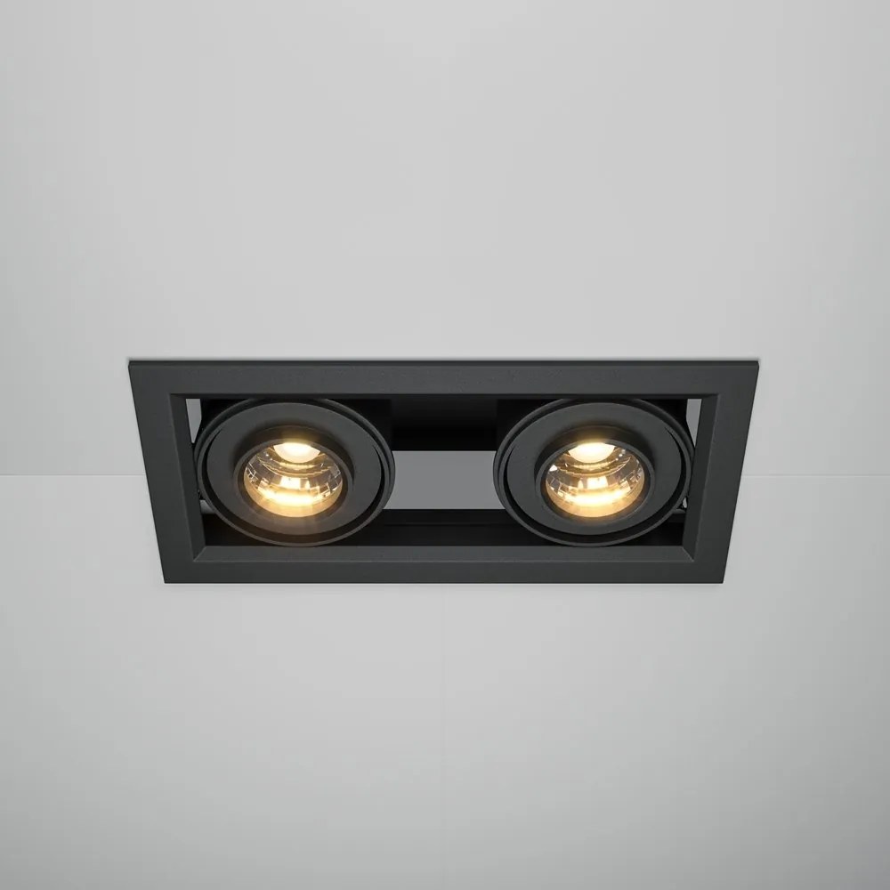 Corp incastrabil cu 2 spoturi LED directionabile Metal Modern negru
