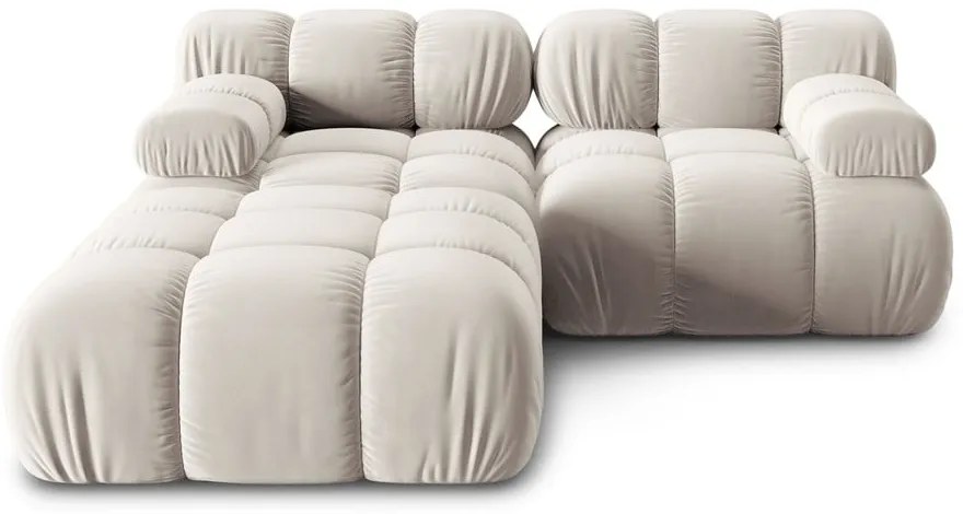 Colțar modular bej cu tapițerie din catifea (cu colț variabil) Bellis – Micadoni