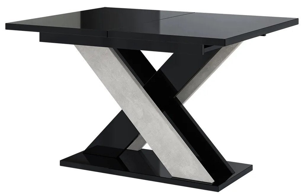 Masă de sufragerie Xalin (negru lucios + piatră) (pentru 4 până la 6 persoane). 1055281