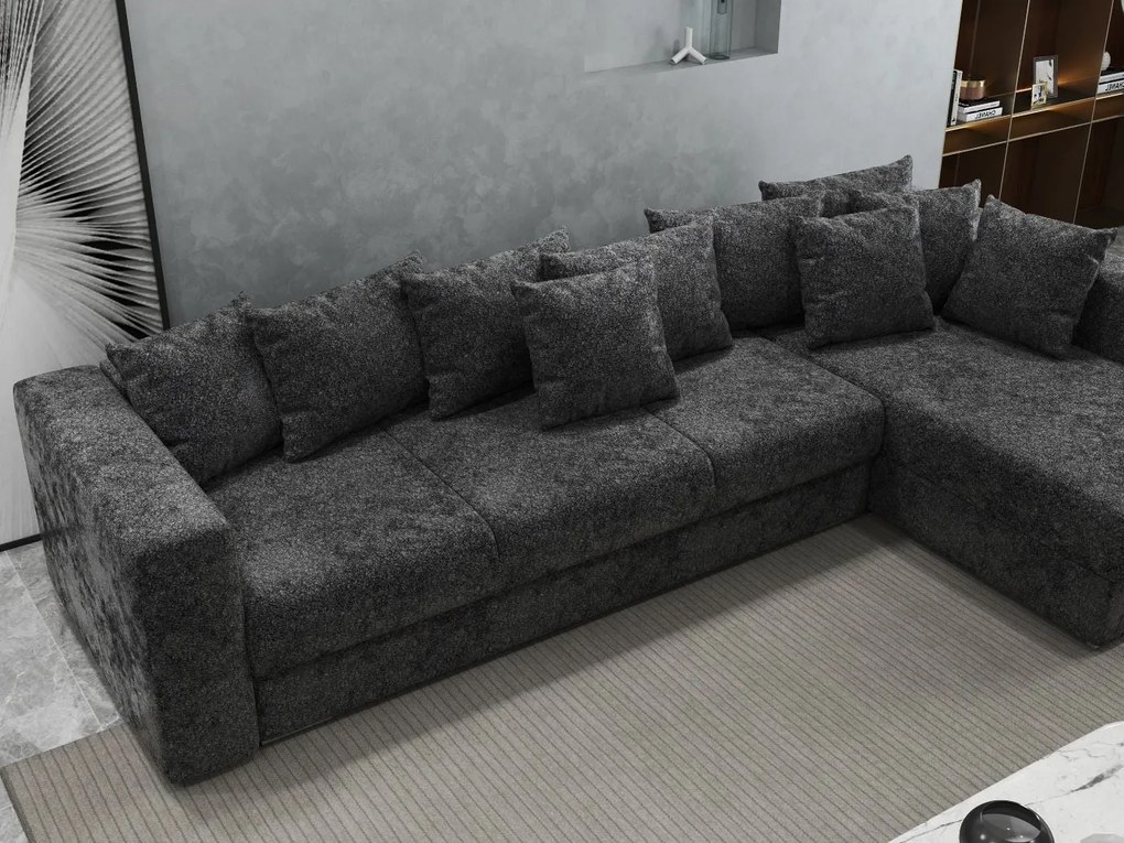 Colțar extensibil dumonde cu ladă de depozitare si sezut confortabil din spuma high-density, Gloria Euphoria Black II 320x183 cm