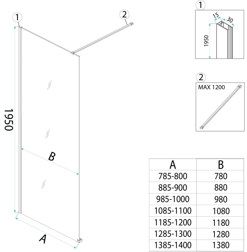 Paravan de dus Rea Flexi Transparent / Gold 70