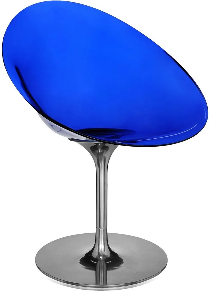 Scaun rotativ Kartell Ero/S/ design Philippe Stark, albastru transparent