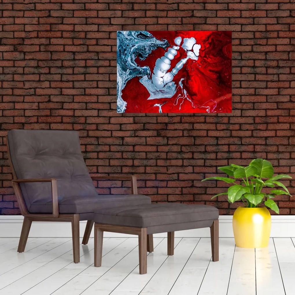 Tablou pe sticlă cu pete abstarcte (70x50 cm)
