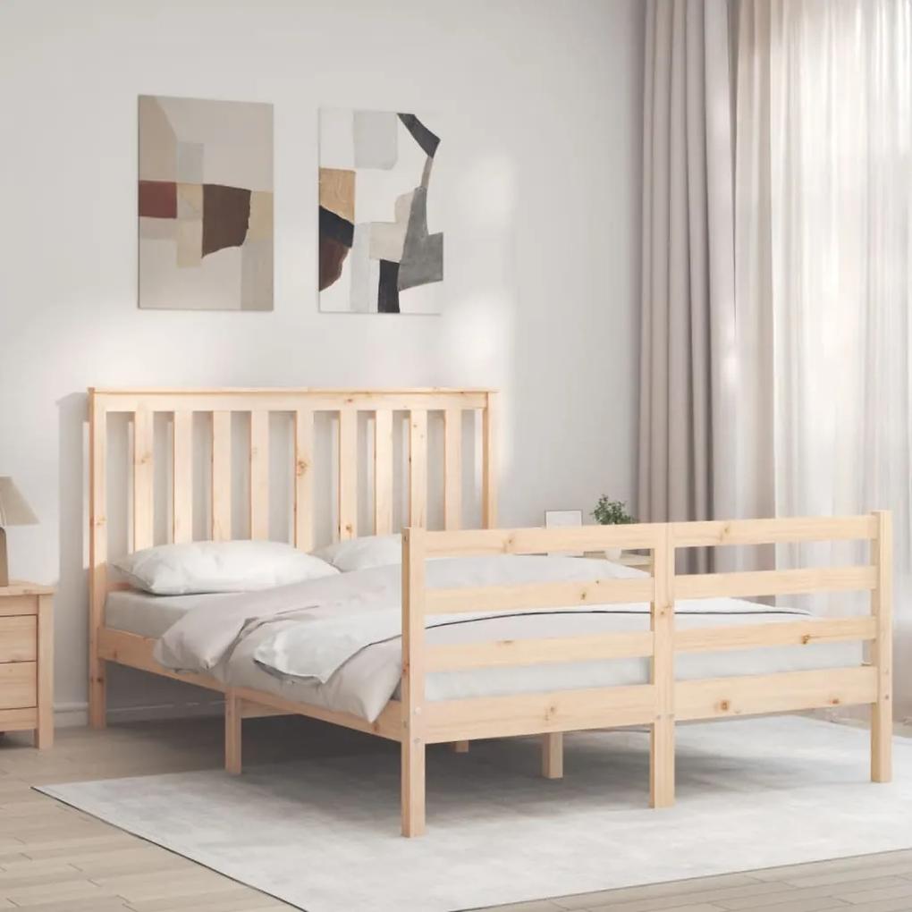 3194216 vidaXL Cadru de pat cu tăblie, dublu mic, lemn masiv