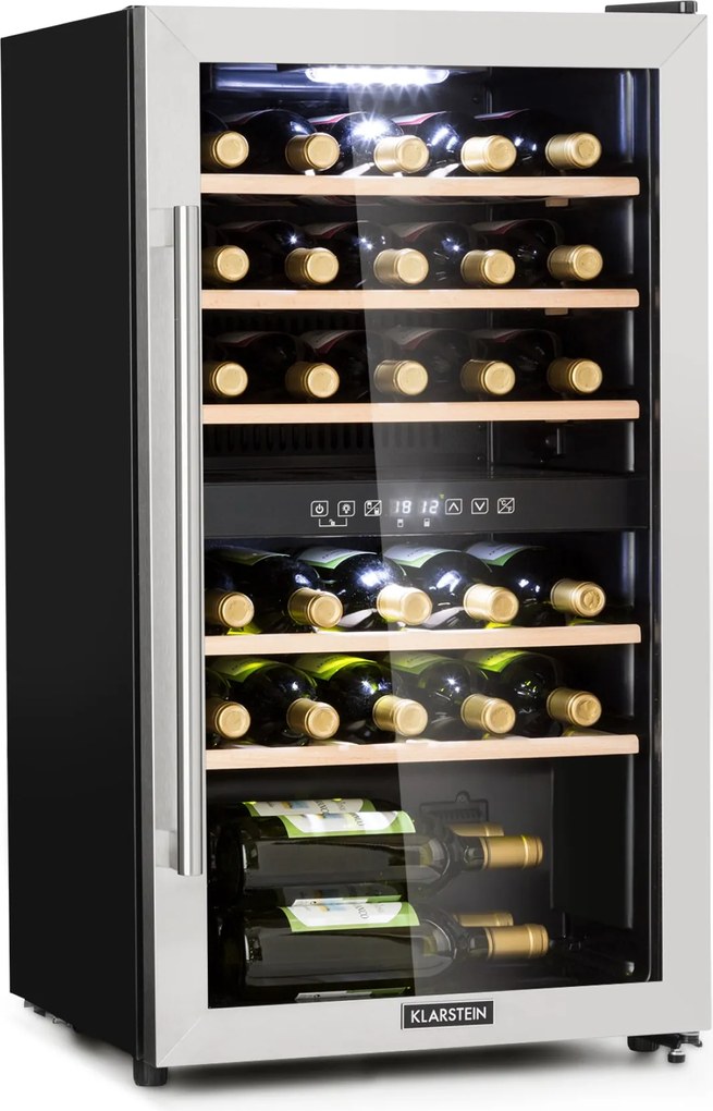 Klarstein Vinamour 29D, răcitor de vinuri, 2 zone, 80 l, 29 sticle, 5 - 22 °C, control tactil