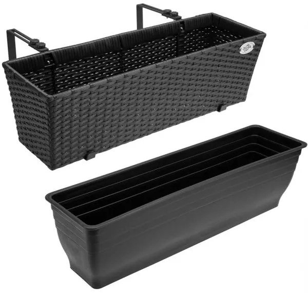 Deuba Ghiveci Polyrattan negru 2 buc
