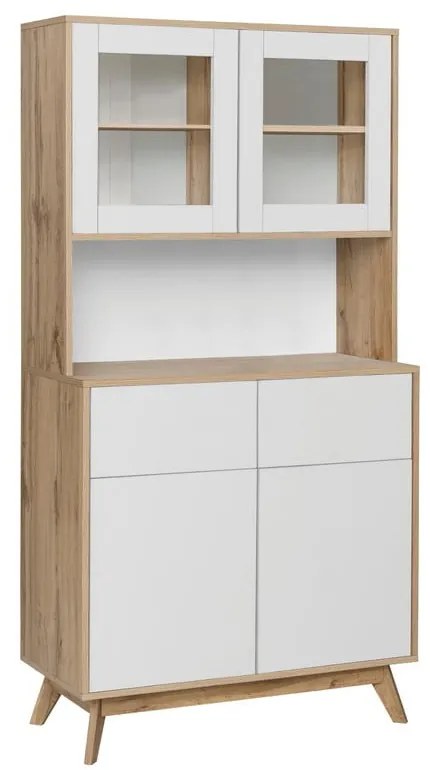 Vitrină albă/în culoare naturală cu aspect de lemn de stejar 84x165 cm Skandi – Støraa