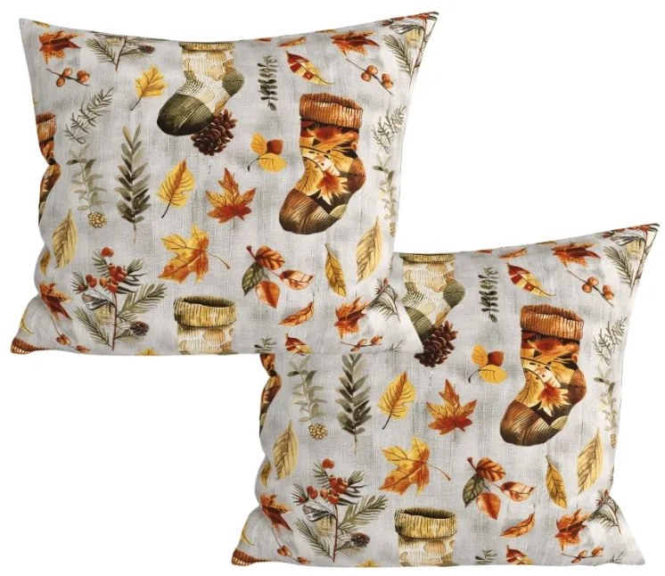 Set 2 fete de perna decorative AUTUMN SOCKS 45x45 cm, colorata