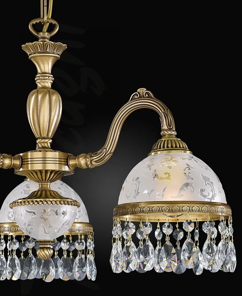 Candelabru 3 brate design clasic realizat manual din alama si Cristal Scholer 6200