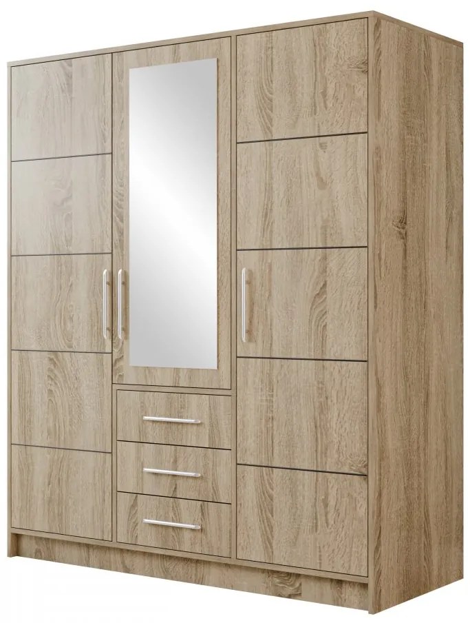 Dulap de haine Lenona D3 (Stejar wellington) (cu oglindă). 1105771