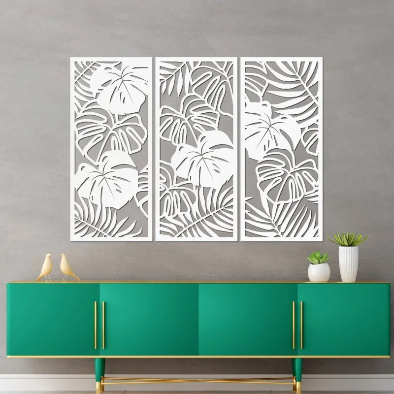 SENTOP | Pictură murală din trei piese cu frunză de monstera | TROPICI