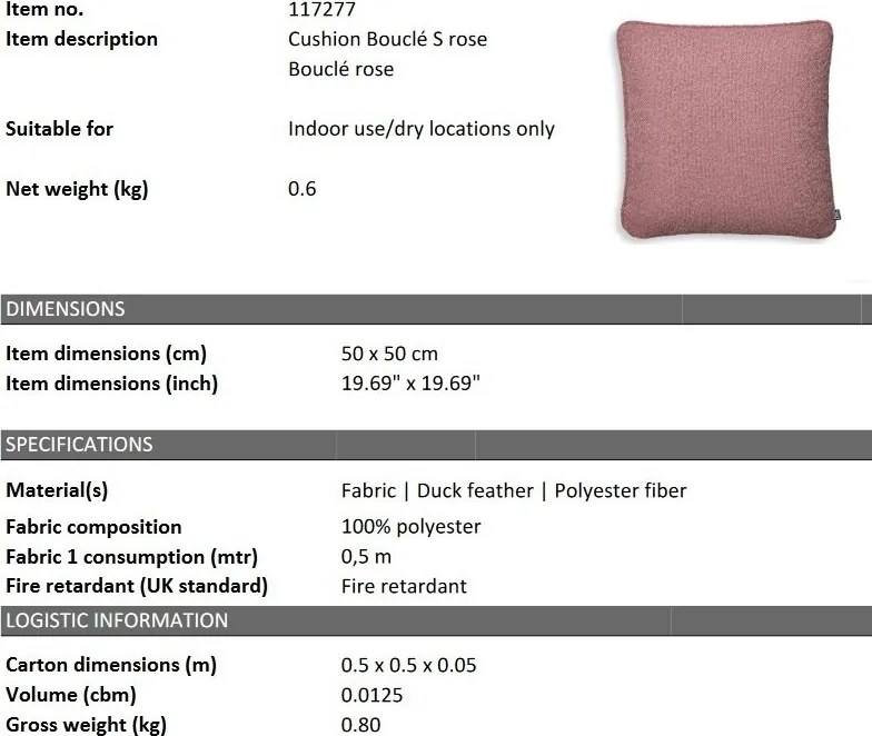 Perna decorativa LUX Boucle S, Boucle rose