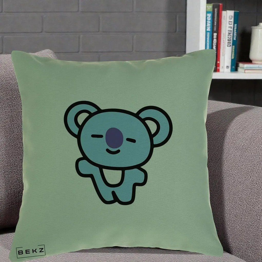 Perna Personalizata BT21 Koya Kawaii, 40x40 cm, Verde, Husa Detasabila, Perna Inclusa, BEKZ®