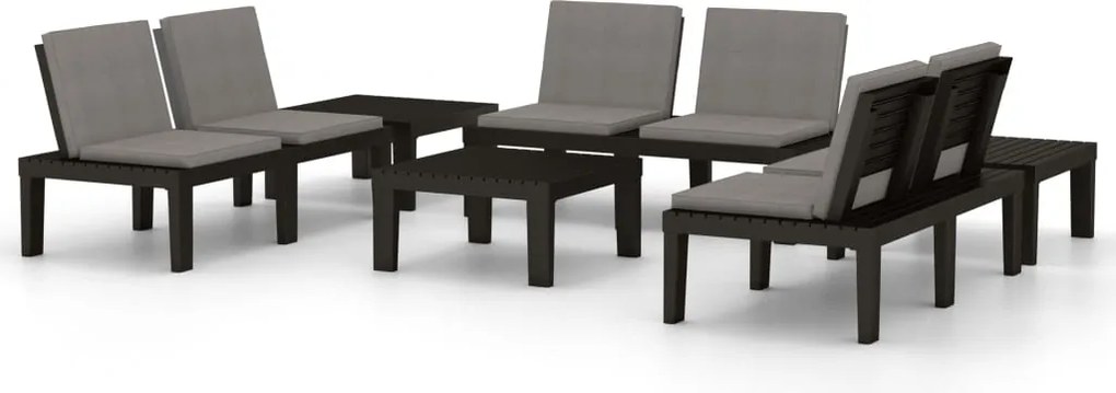 vidaXL Set mobilier de grădină cu perne, 6 piese, gri, plastic