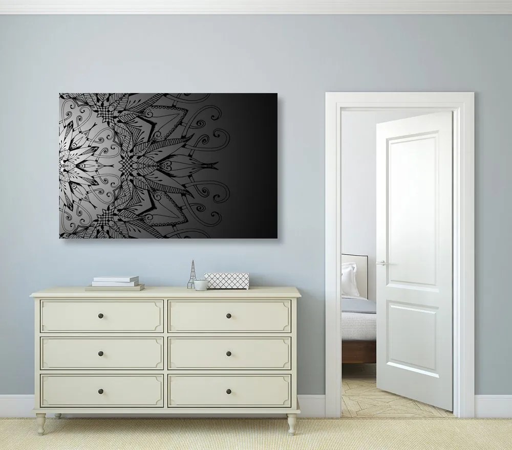 Tablou Mandala în design alb-negru