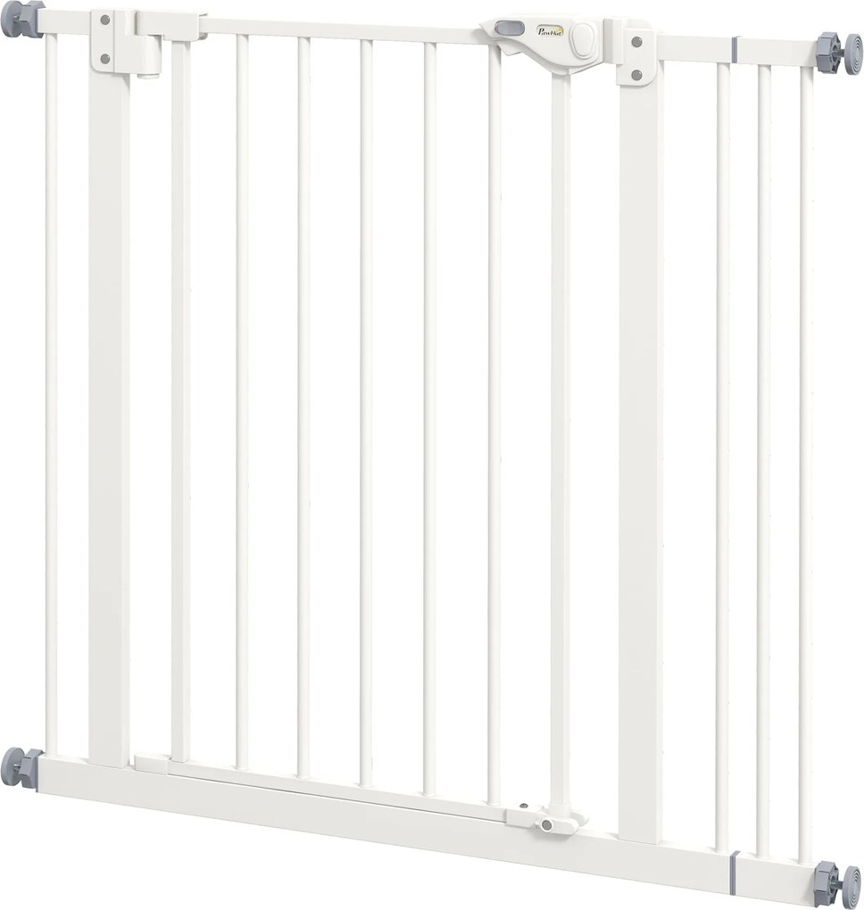 PawHut Grilaj de protecție pentru câini, barieră, grilaj de protecție pentru animale de companie, Metal, plastic, 74-87 cm, Alb | Aosom Romania