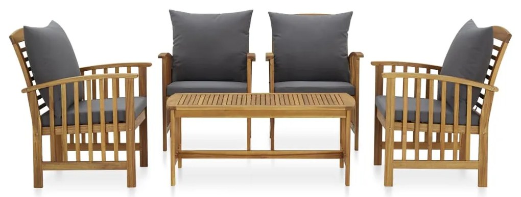 3057982 vidaXL Set mobilier grădină cu perne, 5 piese, lemn masiv de acacia