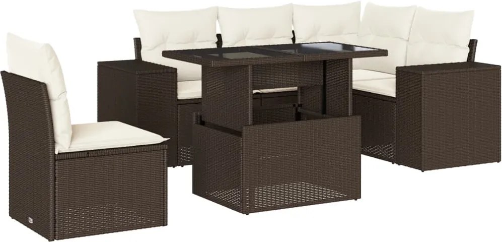 vidaXL Set canapele de grădină cu perne, 6 piese, maro, poliratan