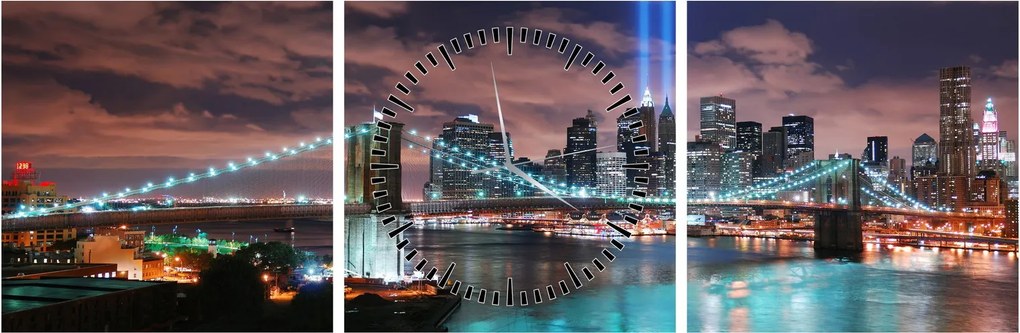 Tablou - New York, Manhattan (cu ceas) (90x30 cm)