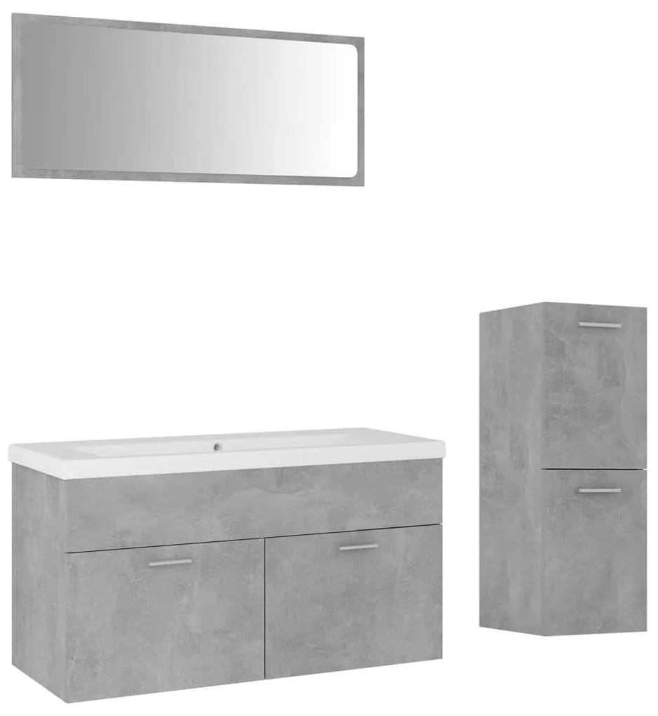 3071202 vidaXL Set mobilier de baie, gri beton, lemn prelucrat