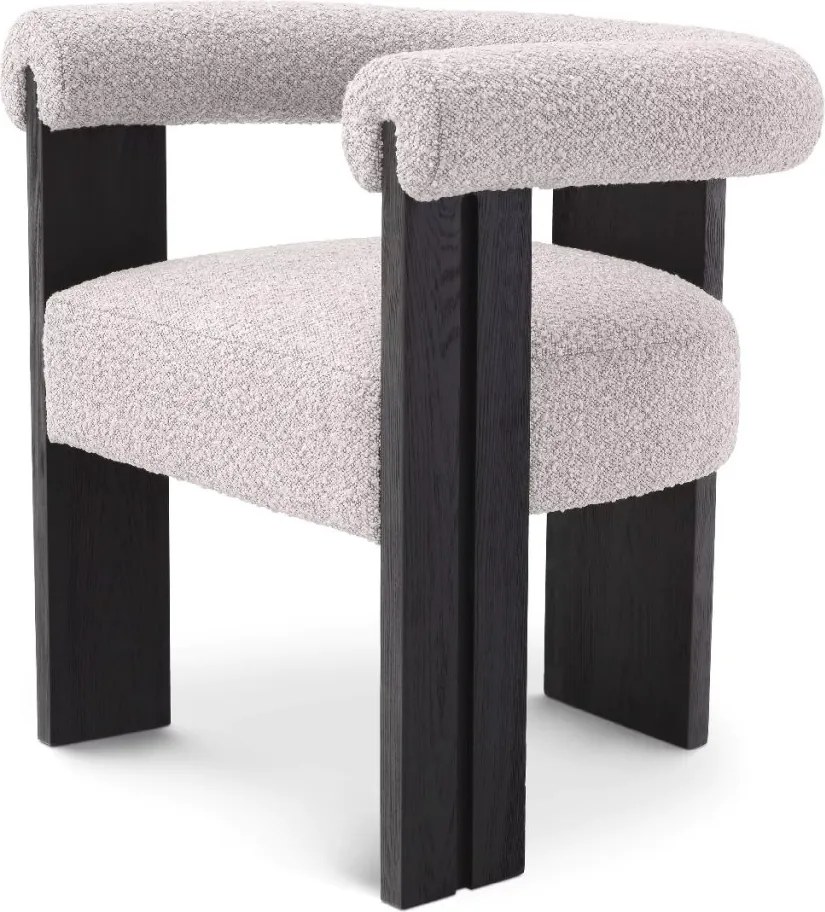Scaun dining design LUX Percy boucle gri