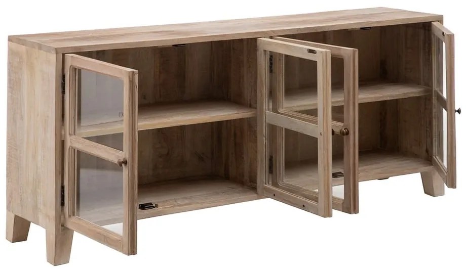 Vitrină în culoare naturală din lemn de mango 160x71 cm – Ixia