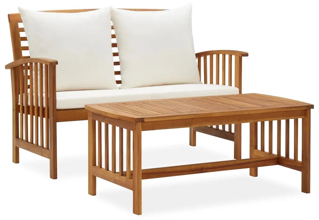 vidaXL Set mobilier de grădină cu perne, 2 piese, lemn masiv de acacia