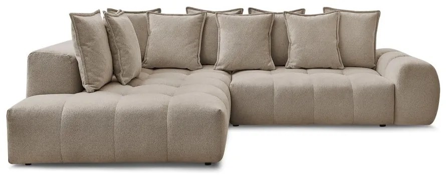 Colțar taupe extensibil/cu spațiu de depozitare cu tapițerie din chenille (cu colț pe partea stângă/în formă de ”L”) Everest – Bobochic Paris