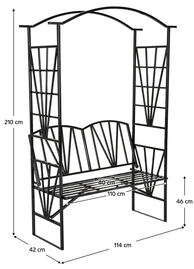 Banca de gradina cu pergola, neagra, HAIFA