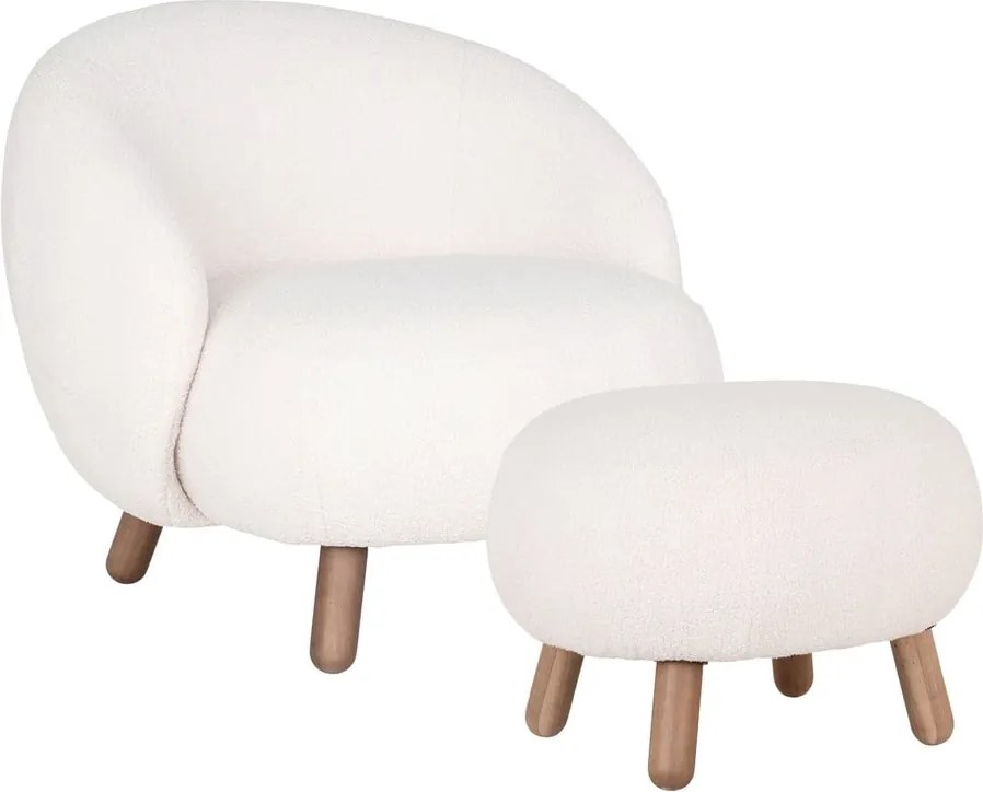 Fotoliu cu taburet crem Savona – House Nordic