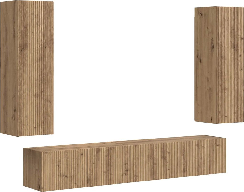 vidaXL Set comodă TV Pe perete 3 pcs Stejar Artizanal Lemn compozit