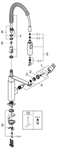 GROHE 31395000 - Baterie pentru chiuvetă EUROCUBE 547 mm, crom lucios