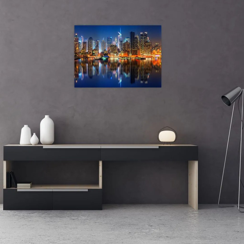 Tablou cu Manhattan noaptea (70x50 cm)