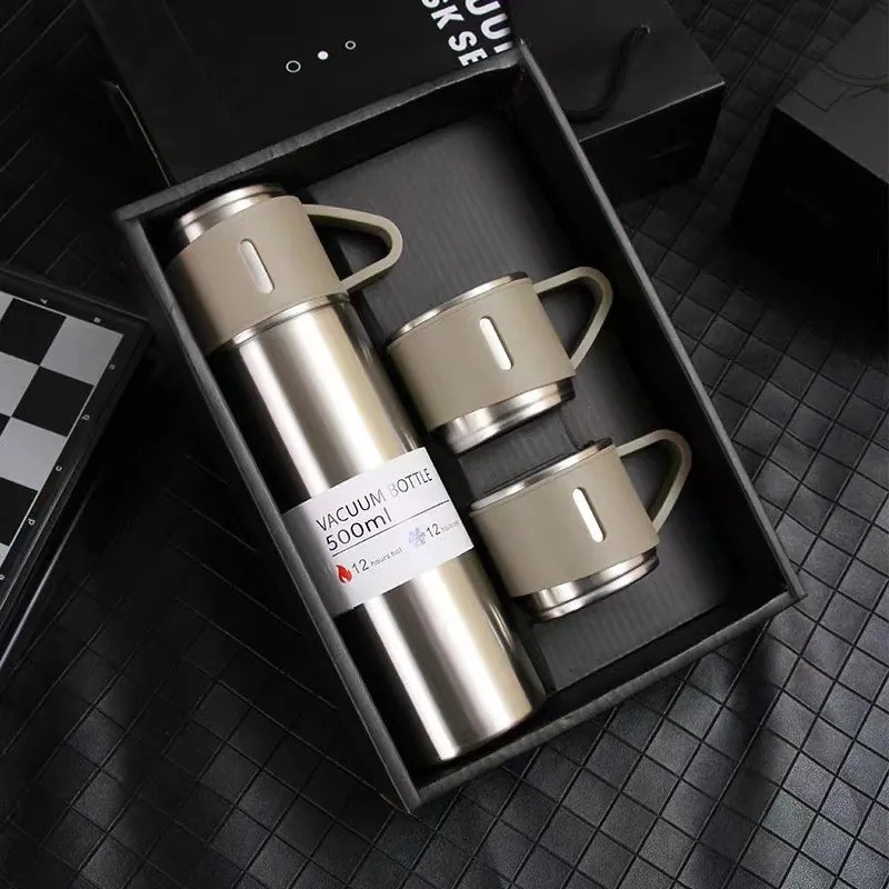 Termos 500 ml cu 3 cesti HOT&COLD, bej